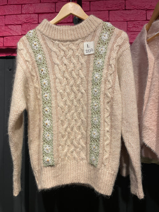 fuzzy daisy wool sweater