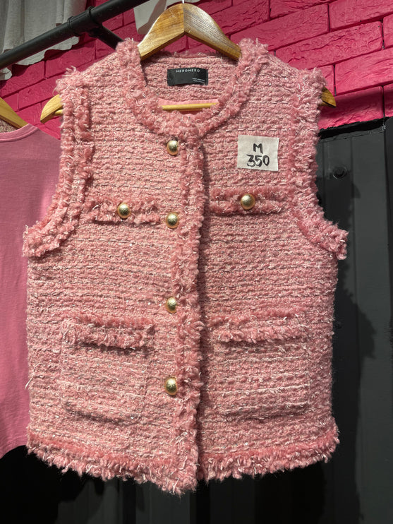 pink tweed vest