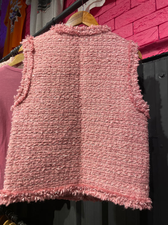 pink tweed vest