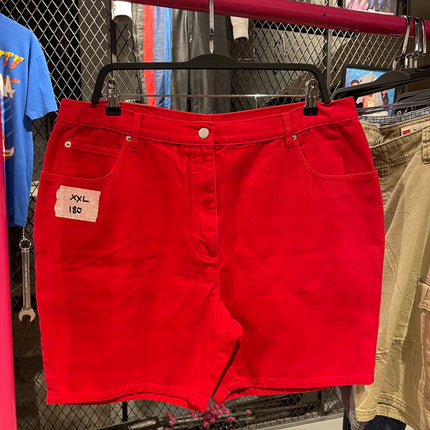 John baner red denim shorts