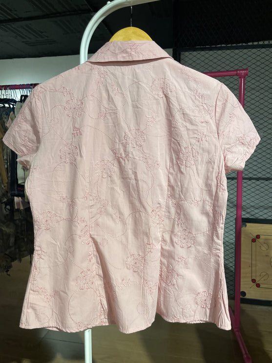 pink embroidered blouse