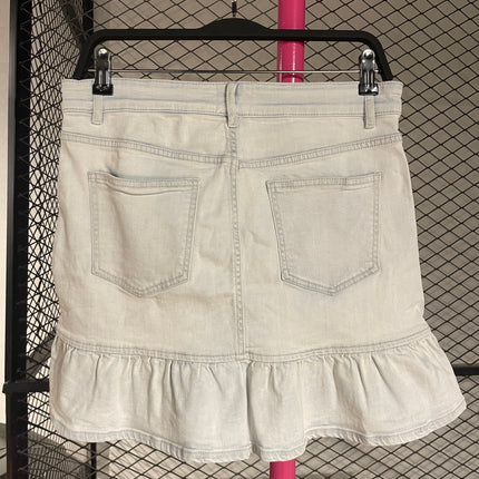 SHORT RUFFLE TRIM DENIM SKIRT