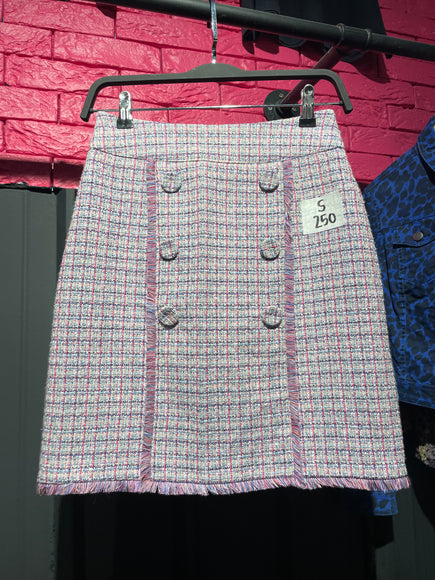 PURPLE TWEED PENCIL SKIRT