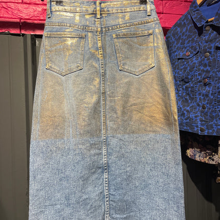 LONG GLITTER DENIM SKIRT