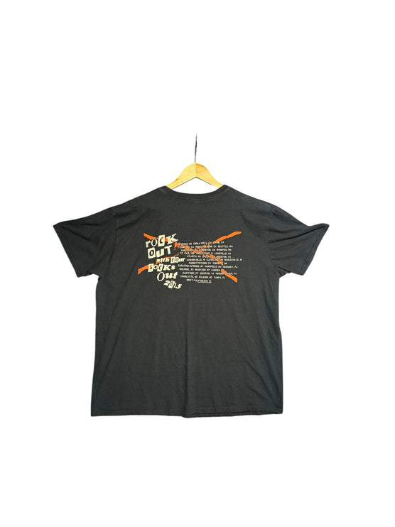 OutOf10 black cotton 5 Seconds of Summer 2015 tour t-shirt featuring orange and white back graphic list of cities