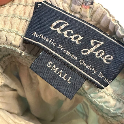 OutOf10 Aca Joe brand label on a small size strapless plaid summer mini dress with smocked detailing