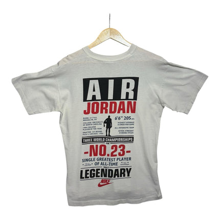 OutOf10 off-white vintage Air Jordan graphic t-shirt with Michael Jordan career stats print on the back