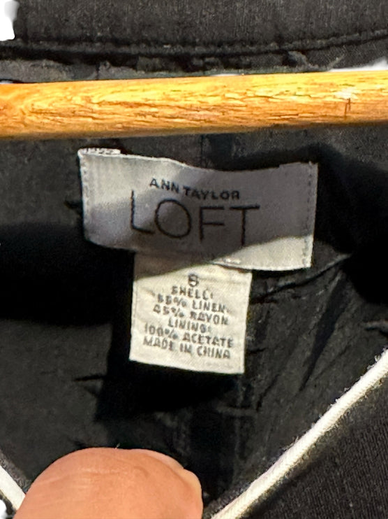 OutOf10 Ann Taylor Loft sleeveless shift dress label showing linen and rayon blend fabric details