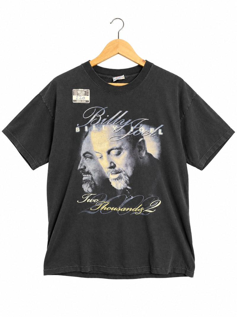 OutOf10 vintage washed-black cotton Billy Joel 2002 concert tour graphic t-shirt with portrait print