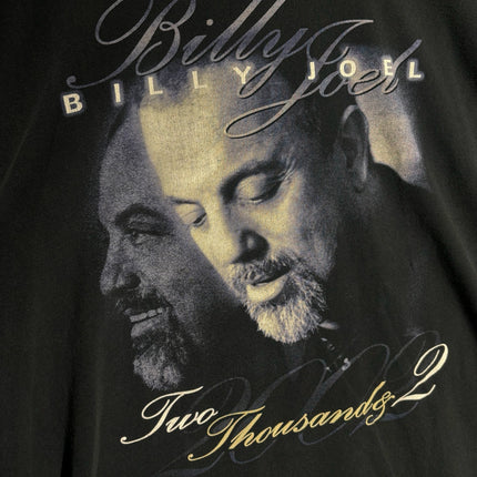 OutOf10 vintage black Billy Joel Two Thousands & 2 concert tour t-shirt with a portrait graphic on the front.