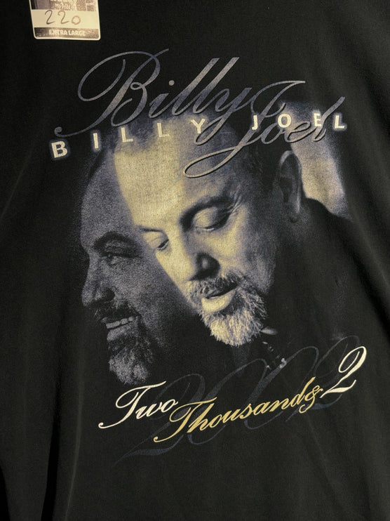 OutOf10 vintage black Billy Joel Two Thousands & 2 concert tour t-shirt with a portrait graphic on the front.
