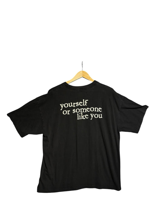 OutOf10 black cotton t-shirt featuring the Yourself or Someone Like You album title printed on the back