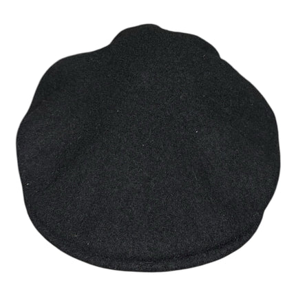 OutOf10 black wool blend military style beret with subtle embroidered star and line details