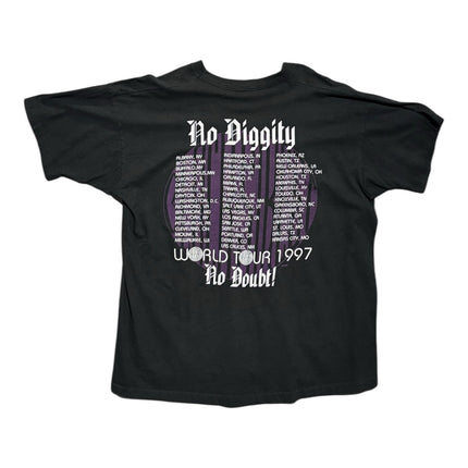 Back view of OutOf10 vintage 1997 Blackstreet Another Level tour t-shirt with No Diggity concert city list graphic