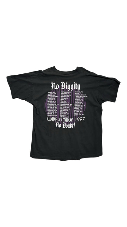 Back view of OutOf10 vintage 1997 Blackstreet Another Level tour t-shirt with No Diggity concert city list graphic