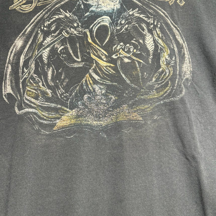 OutOf10 Blind Guardian graphic print cotton t-shirt in washed black with a detailed fantasy illustration