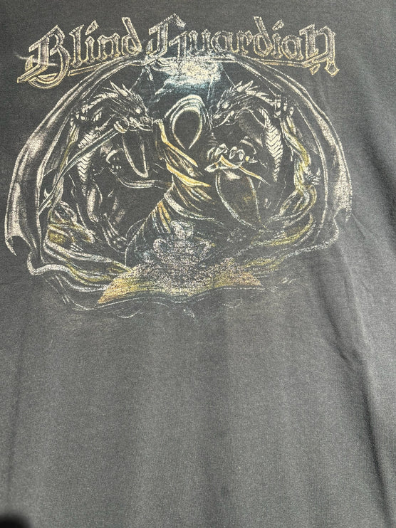 OutOf10 Blind Guardian graphic print cotton t-shirt in washed black with a detailed fantasy illustration