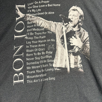 OutOf10 heather grey cotton-blend Bon Jovi graphic t-shirt featuring a black and white print of Jon Bon Jovi.