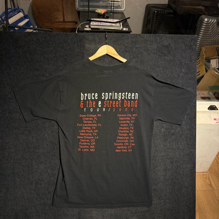 Back of OutOf10 black Bruce Springsteen and The E Street Band 2000 tour t-shirt with list of concert dates