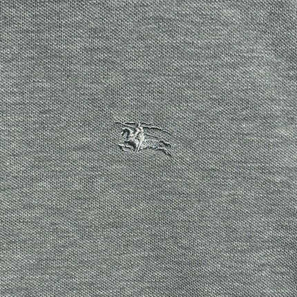 OutOf10 Burberry London grey long sleeve polo shirt featuring the signature embroidered equestrian knight logo