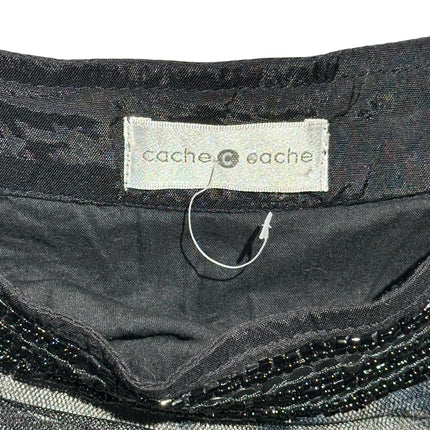 OutOf10 cache cache sleeveless evening camisole featuring black mesh overlay and intricate beaded neckline detail