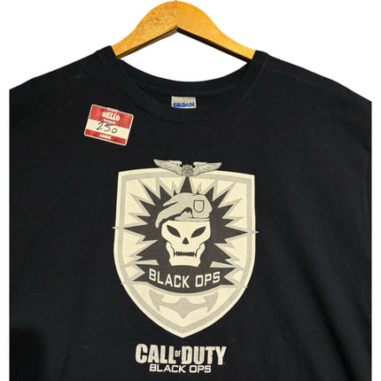 OutOf10 black Call of Duty Black Ops crewneck t-shirt with a graphic skull shield emblem and Xbox Live logo.