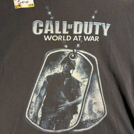 OutOf10 charcoal grey Call of Duty World at War graphic t-shirt with distressed military dog tag print