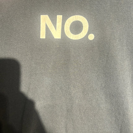 OutOf10 charcoal grey cotton crew neck t-shirt with a minimalist white NO. graphic print on the chest