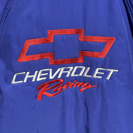 OutOf10 vintage Chevrolet Racing windbreaker jacket in royal blue with red and white embroidered logo detail