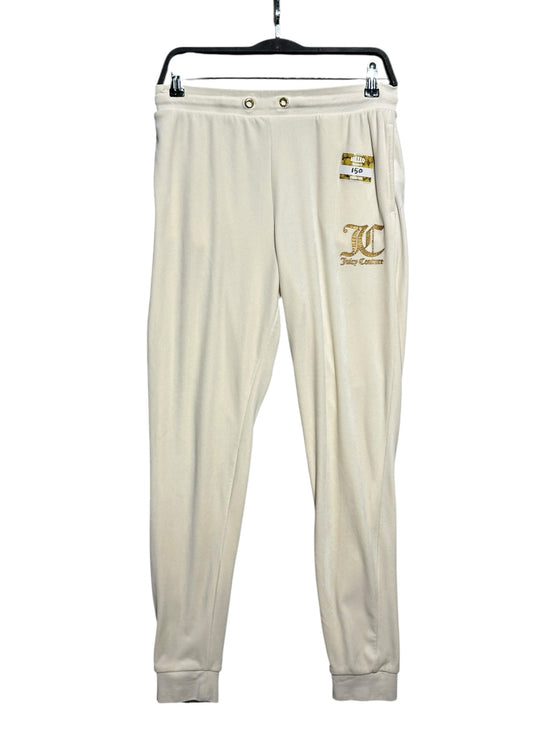 OutOf10 cream Juicy Couture velour joggers with gold-tone embroidered logo and elasticated drawstring waistband