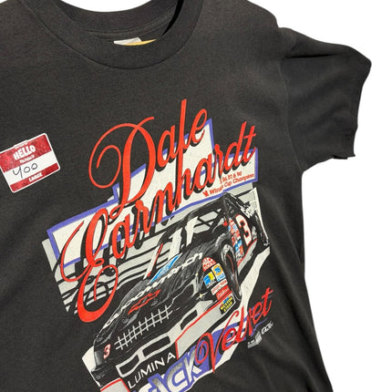 OutOf10 vintage black cotton t-shirt featuring a Dale Earnhardt No. 3 Lumina graphic print with red and blue accents.