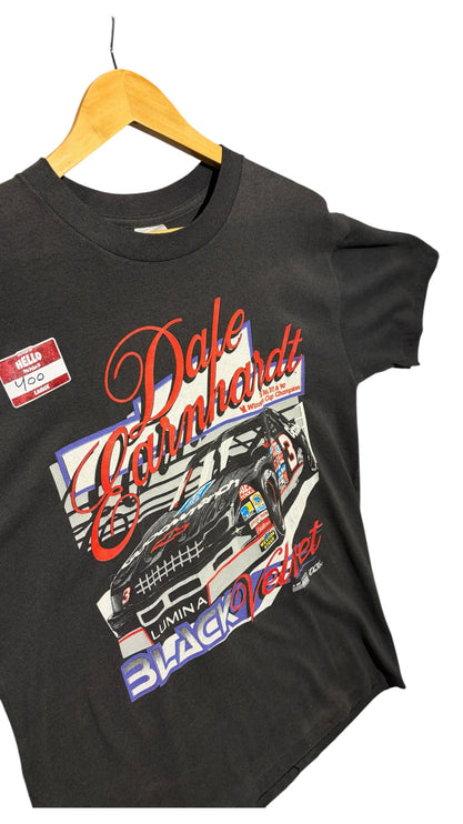 OutOf10 vintage black cotton t-shirt featuring a Dale Earnhardt No. 3 Lumina graphic print with red and blue accents.
