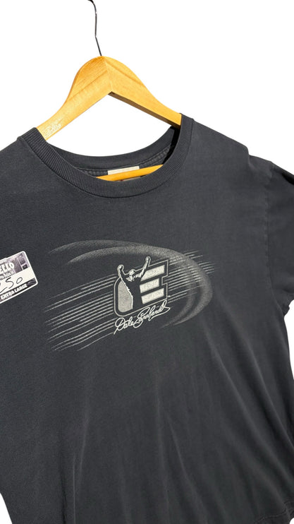 OutOf10 black cotton crew neck t-shirt featuring a Dale Earnhardt graphic print on the front chest
