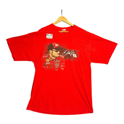OutOf10 red Dale Earnhardt Jr NASCAR graphic t-shirt with signature and number 8 print on soft cotton fabric