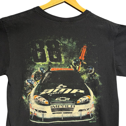 OutOf10 black cotton t-shirt featuring a back graphic of Dale Earnhardt Jr number 88 Amp Energy NASCAR race car