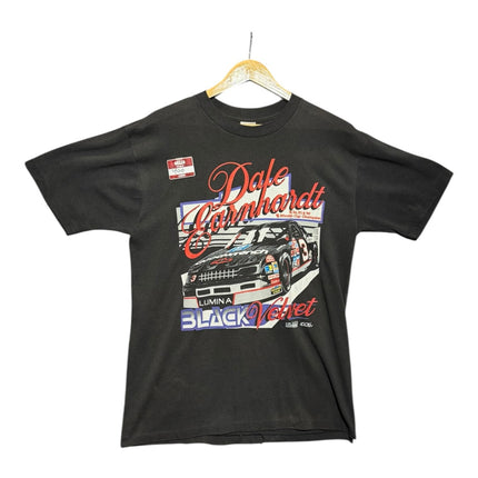 OutOf10 vintage black cotton t-shirt featuring a Dale Earnhardt No. 3 Lumina graphic print with red and blue accents.