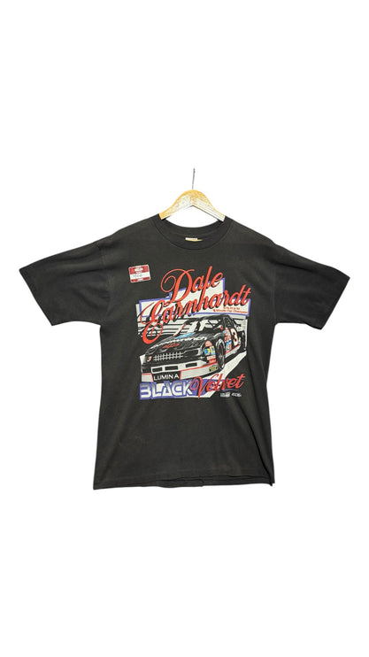 OutOf10 vintage black cotton t-shirt featuring a Dale Earnhardt No. 3 Lumina graphic print with red and blue accents.