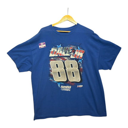 OutOf10 blue Dale Jr 88 Hendrick Motorsports NASCAR graphic crewneck t-shirt with American flag accents