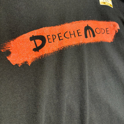 OutOf10 black Depeche Mode Global Spirit Tour cotton t-shirt with a distressed red brushstroke graphic logo