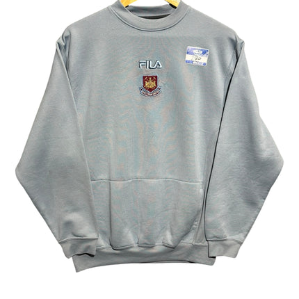 OutOf10 light grey FILA West Ham United crewneck sweatshirt with embroidered club crest and logo on chest