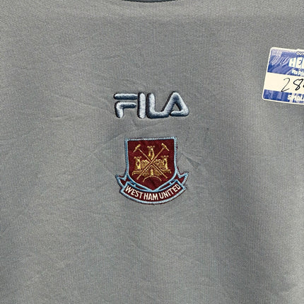 OutOf10 light grey FILA West Ham United crewneck sweatshirt with embroidered club crest and logo on the chest