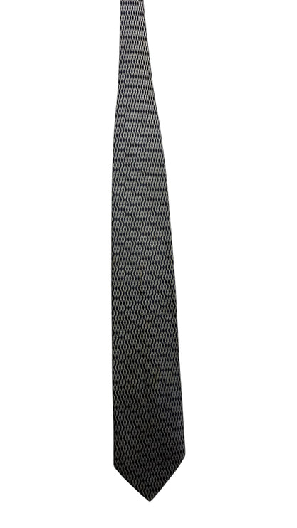 OutOf10 formal necktie in dark navy with a sophisticated silver diamond-grid pattern for a polished professional look.
