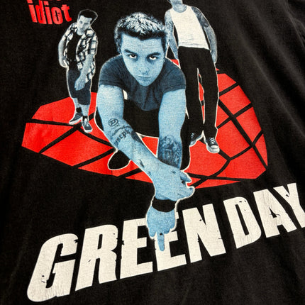 OutOf10 black cotton Green Day American Idiot graphic t-shirt with band members and red geometric design