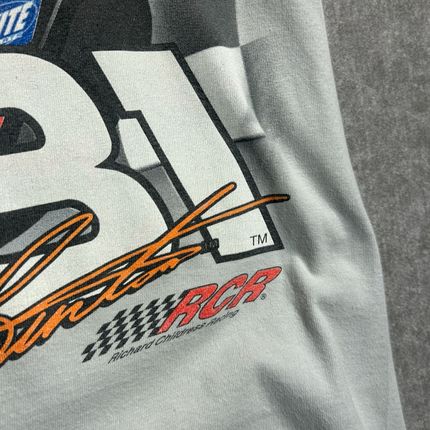 OutOf10 grey cotton t-shirt featuring a vintage Richard Childress Racing graphic print with checkered flag details