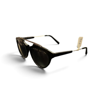 OutOf10 GUESS semi-rimless sunglasses with black frames, gold-tone metal brow bar, and dark lenses.