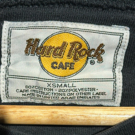 OutOf10 Hard Rock Cafe Yokohama sweatshirt interior label showing size XS and cotton polyester fabric blend