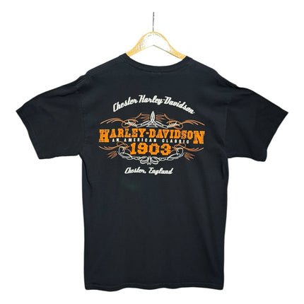 OutOf10 black Harley-Davidson cotton t-shirt with Chester England graphic print on the back