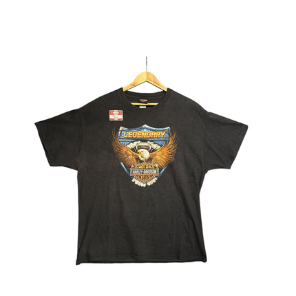 OutOf10 black Harley-Davidson Jeddah anniversary cotton t-shirt with eagle and shield graphic on front