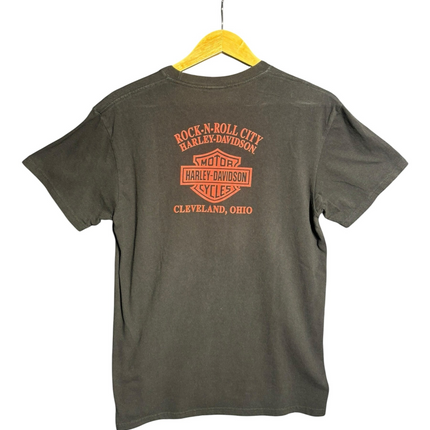 OutOf10 charcoal black Harley-Davidson graphic t-shirt with Rock-N-Roll City Cleveland Ohio print on the back