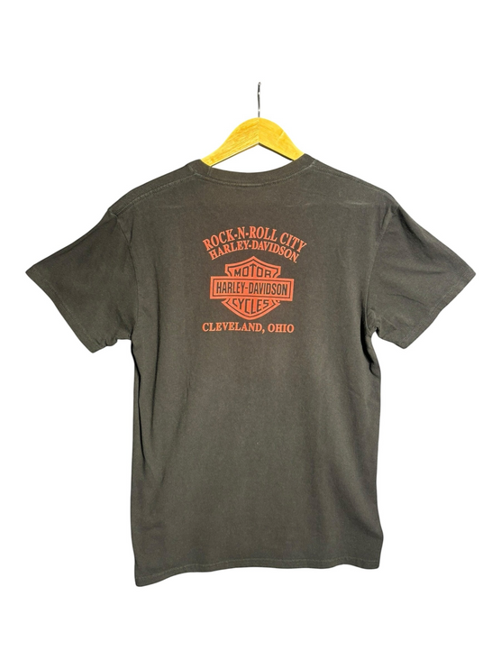 OutOf10 charcoal black Harley-Davidson graphic t-shirt with Rock-N-Roll City Cleveland Ohio print on the back